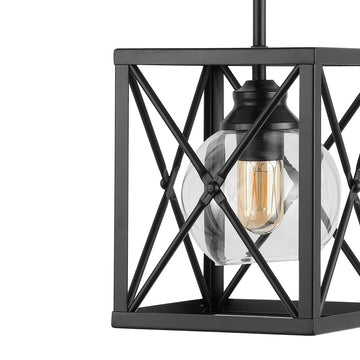 Amara 8" Industrial Farmhouse Iron/Glass LED Pendant - JONATHAN Y